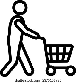 Marketing strategy related icon outline and linear symbol.Person with shopping cart line icon