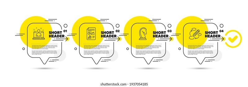 Estrategia de marketing, documento de informe y conjunto de iconos del mejor gestor. Signo de palabras clave. Vector