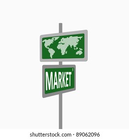 Marketing and strategy sign isolated on a white background