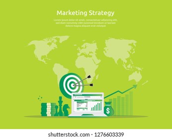 marketing strategy spreadsheet on screen. business finance analysis audit with graphs charts. Return on investment ROI concept. increase profit stretching rising up. banner template illustration