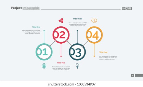 Marketing strategy steps slide template. Business data. Graph, diagram. Creative concept for infographic, presentation, report. Can be used for topics like improvement, efficiency, organization