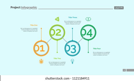 Marketing strategy steps slide template. Business data. Graph, diagram. Creative concept for infographic, presentation, report. Can be used for topics like improvement, efficiency, organization