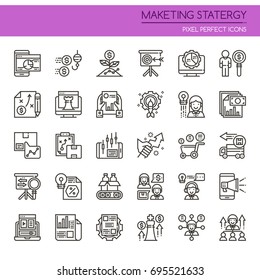 Marketing Strategy , Thin Line and Pixel Perfect Icons