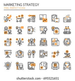 Marketing Strategy , Thin Line and Pixel Perfect Icons
