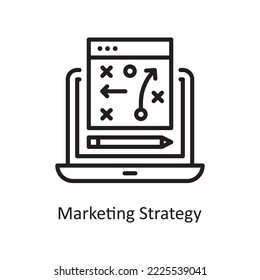 Ilustración de diseño de iconos de esquema del vector de estrategia de marketing. Símbolo de negocio y finanzas sobre el fondo blanco Archivo EPS 10