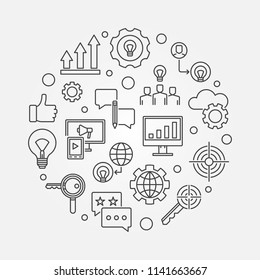 Marketing Strategy vector outline modern circular illustration