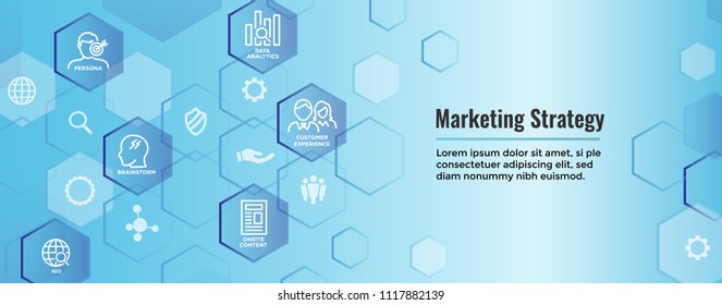 Marketing Strategy Web Header Hero Image Banner w inbound lead generation, chat, and seo ideas