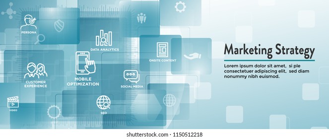 Marketing Strategy Web Header Hero Image Banner with inbound lead generation, chat, & seo ideas
