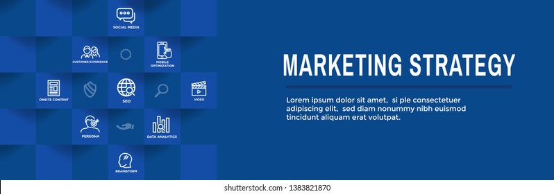 Marketing Strategy Web Header Hero Image Banner with inbound lead generation, chat, and seo ideas