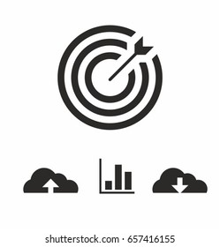 Marketing target icon set in flat style on white background vector illustration