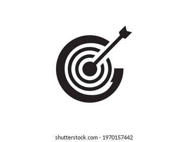 Marketing target vector with G letter.  Shot target logo with G letter vector eps