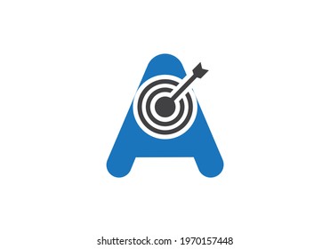 Marketing target vector with A letter.  Shot target logo with A letter vector eps