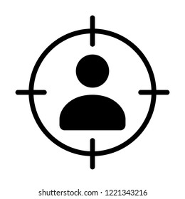 Marketing targeting a user or sniper sniping flat vector icon for apps and websites
