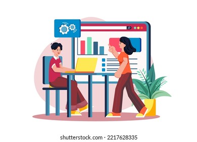 Marketing team doing analysis Illustration concept on white background