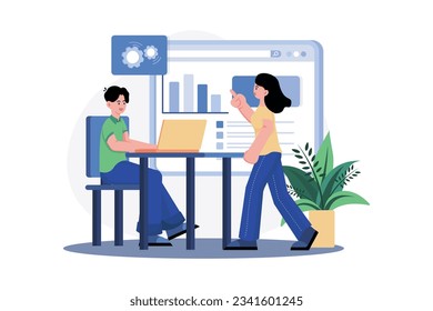Illustrationskonzept des Marketingteams für die Durchführung von Analysen