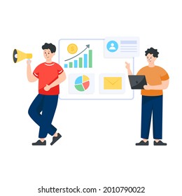 A marketing team flat illustration 