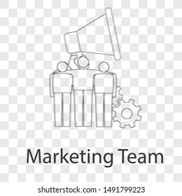 Marketing team icon on transparency background. Line vector illustration for website.