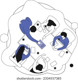Marketing team meeting,  Flat vector illustration