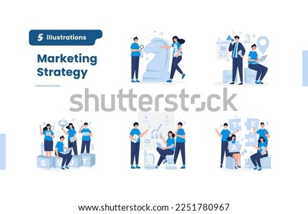 Marketing team strategy flat design bundle pack