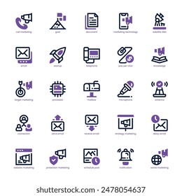 Marketing Technology icon pack for your website, mobile, presentation, and logo design. Marketing Technology icon dual tone design. Vector graphics illustration and editable stroke.