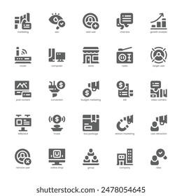 Paquete de iconos de Tecnología de marketing para su Sitio web, móvil, presentación y diseño de logotipo. Diseño de glifo de ícono de Tecnología de marketing. Ilustración gráfica de Vector y trazo editable.