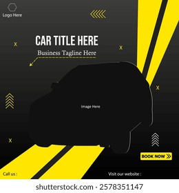 Marketing template of automobile social media post. Square graphics banner.