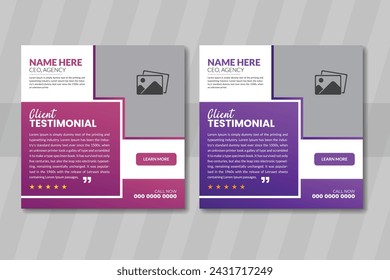 marketing testimonial template social banner website poster concept web design customer review quote template