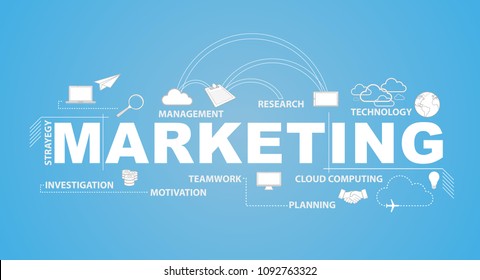 marketing text and infographic illustration over a blue background
