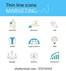 Marketing Thin Line Icons Set Collection Vector Illustration