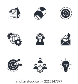 iconos de línea delgada de marketing. Ilustración vectorial aislada en blanco. Trazo editable.