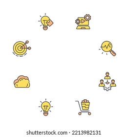 marketing thin line icons. Vector illustration isolated on white. Editable stroke.