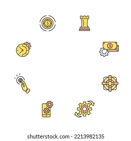 marketing thin line icons. Vector illustration isolated on white. Editable stroke.