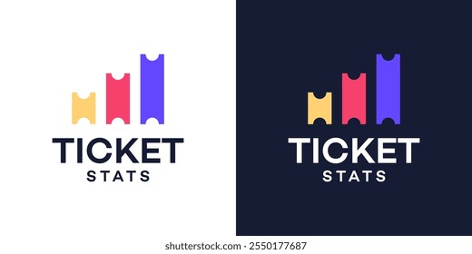 Logo-Design für Marketingtickets. Ticket-Logo mit Finanzinvestition Statistiken Diagramm Stil Design Vektorsymbol Symbol