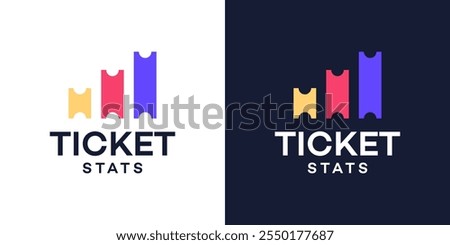 Marketing ticket logo design. Ticket logo with financial investment statistics chart style design vector symbol icon