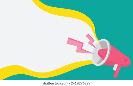 Marketing time concept, realistic megaphone, loudspeaker with lightning. Vector illustration