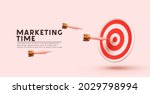 Marketing time concept. Targeting the business. Realistic 3d design red target and arrows. Game of darts. Vector illustration