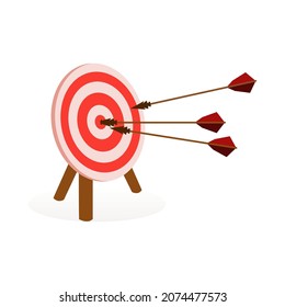 Marketing time concept. Targeting the business. Realistic 3d design target and arrows. Vector illustration