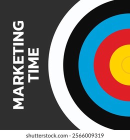 Marketing time concept. Targeting the business. Flat design target. Game of darts. Vector illustration