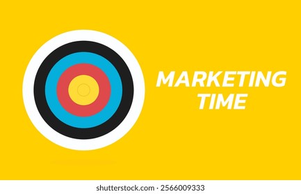 Marketing time concept. Targeting the business. Flat design target. Game of darts. Vector illustration