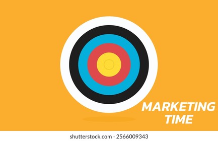 Marketing time concept. Targeting the business. Flat design target. Game of darts. Vector illustration