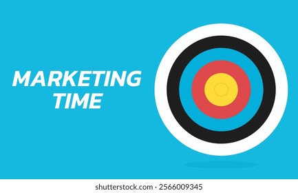 Marketing time concept. Targeting the business. Flat design target. Game of darts. Vector illustration