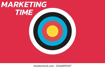 Marketing time concept. Targeting the business. Flat design target. Game of darts. Vector illustration