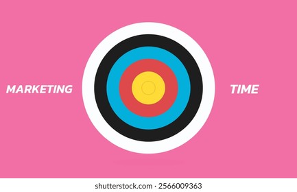 Marketing time concept. Targeting the business. Flat design target. Game of darts. Vector illustration