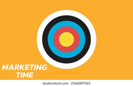 Marketing time concept. Targeting the business. Flat design target. Game of darts. Vector illustration