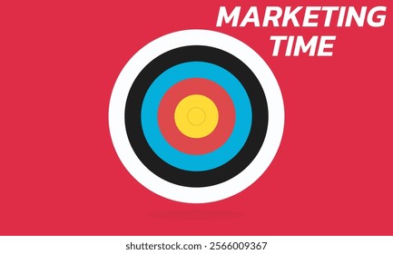 Marketing time concept. Targeting the business. Flat design target. Game of darts. Vector illustration