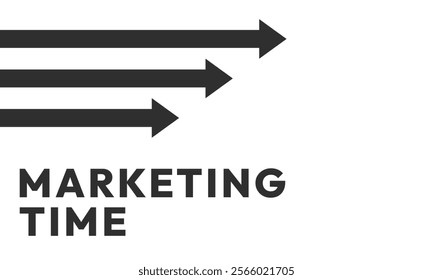 Marketing time concept. Targeting the business. Business presentation with 3 arrows rising on yellow background template. Vector illustration.