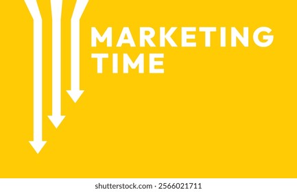 Marketing time concept. Targeting the business. Business presentation with 3 arrows rising on yellow background template. Vector illustration.