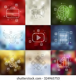 marketing timeline presentations with blurred unfocused background
