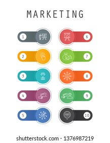 marketing trendy UI template concept with simple line icons. Contains such buttons as call to action, promotion, marketing plan, marketing strategy and more