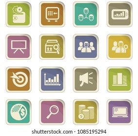 Marketing vector colored paper stickers with icons